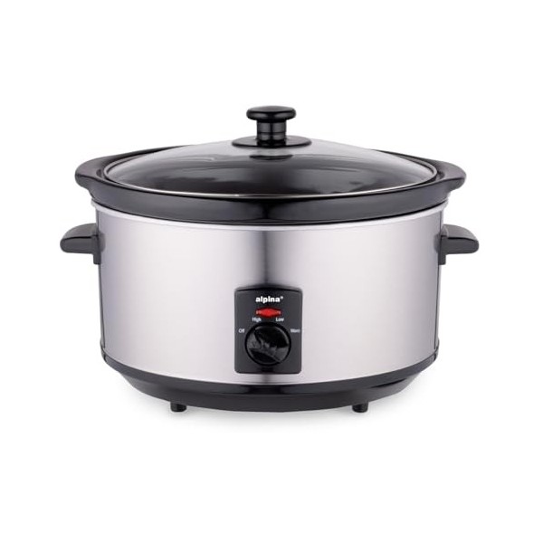 Alpina Mijoteuse Electrique - 3,5 litres - 3 Niveaux de Chaleur - Ceramique/Inox