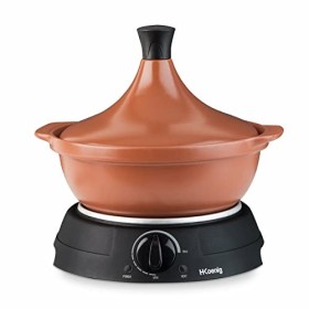 H.Koenig TAJ3 Tajine Electrique 3 L en terre cuite, Mijoteuse, Poignée, Acier Inoxydable, Tajines et Couscous, Thermostat Rég