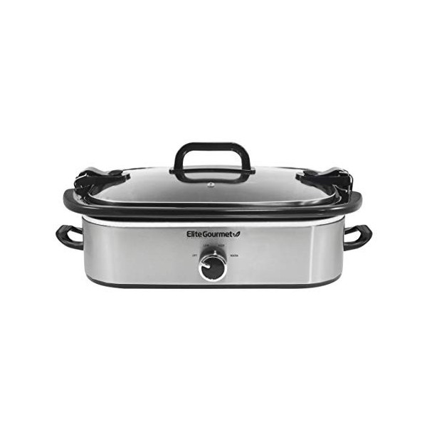Elite Gourmet MST-5240SS Mijoteuse avec couvercle verrouillable, température réglable, fonction de maintien de la chaleur, pa