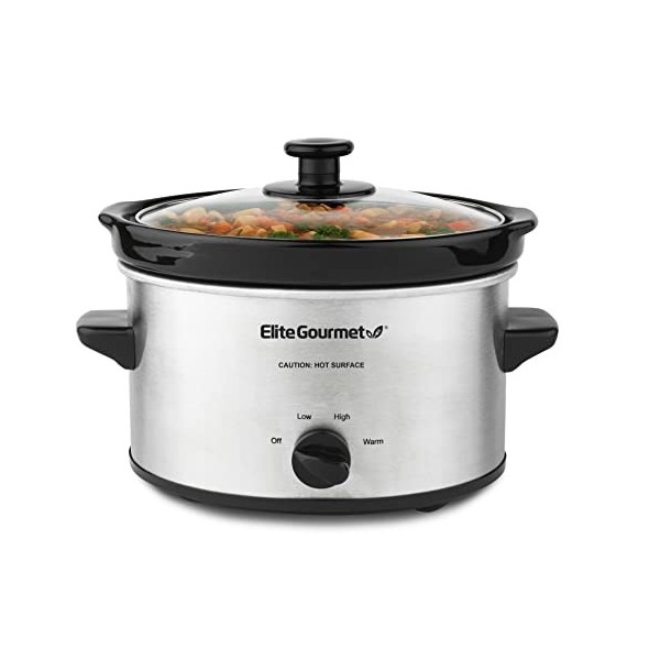Elite Gourmet MST-275XP Mijoteuse ovale à température réglable pour entrées, sauces et plats mijotés, couvercle en verre et c
