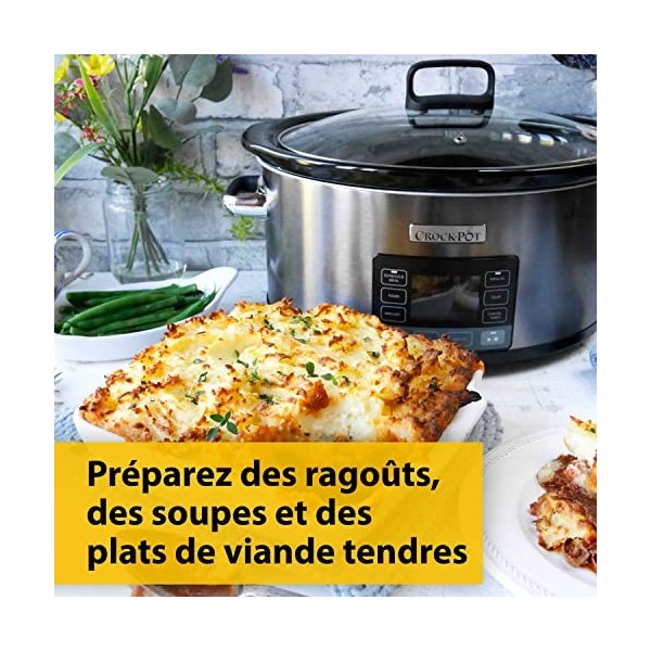 Mijoteuse programmable TimeSelect Crock-Pot | Planification du repas et affichage numérique programmable | 5,6L 7 + personne