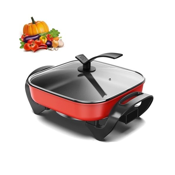 Quartet Pot cuisinière électrique multifonctionnelle antiadhésive pot carrée mijoteuse mijoteuse prise européenne 220 V 