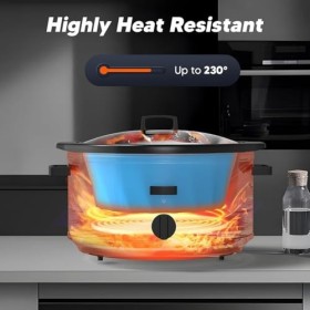 Povxlum Revêtement en silicone réutilisable pour mijoteuse de 5,7 l, bleu, durable, facile à installer