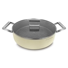 ARTHUR MARTIN, Faitout bas 28 cm Grand Chef, Aluminium forgé, revêtement anti adhérent, poignées et anses en acier rivet et c