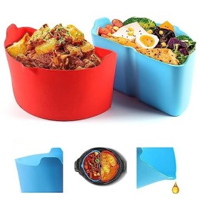 Diviseur pour Mijoteuse 2 Pièces, Doublure De Mijoteuse en Silicone 6 Qt, Doublure De Mijoteuse Anti Fuite Réutilisable, Sépa