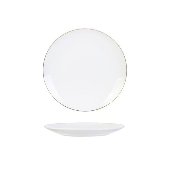 HOME DECO FACTORY PLATO C/RIBETE DORADO 20 CM