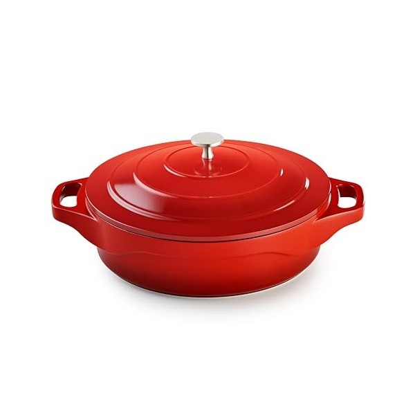 Pradel Excellence - PCUI003005 - Mijoteuse Ronde en Fonte dAluminium Magma Ø28cm, Revêtement Anti-Adhésif Façon Pierre, 2 Ma