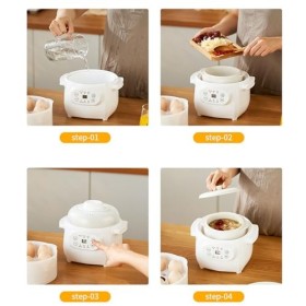 HEEPDD Pot Intérieur en Céramique 1L 200W, Mijoteuse électrique, Minuterie et Réservation pour Ragoût isolé dans leau Saine 