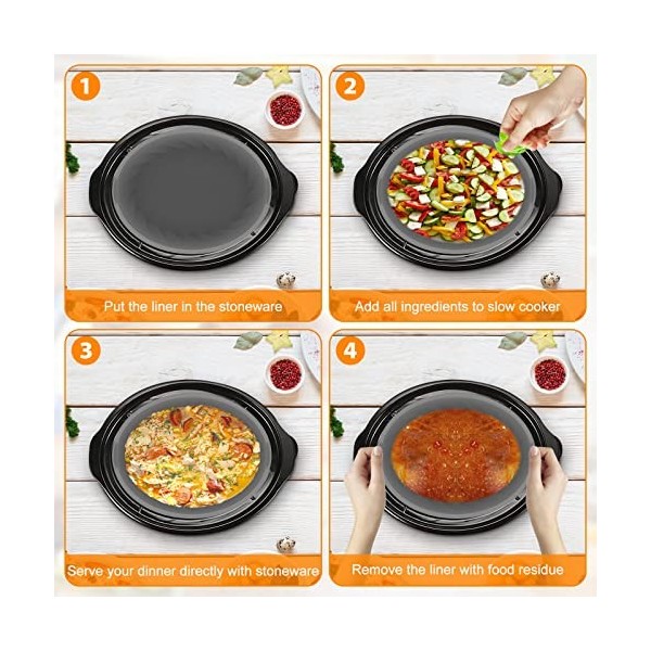 yupogongfu Doublure en silicone pour mijoteuse de 7 à 8 QT réutilisable avec poignée - Anti-fuite - Résistant à la chaleur - 