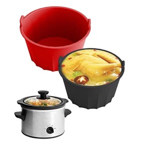 2 Pièces Doublure de Mijoteuse, Doublure en Silicone Réutilisable Anti-Fuites Résistant à la Chaleur Liner Séparateur de Mijo