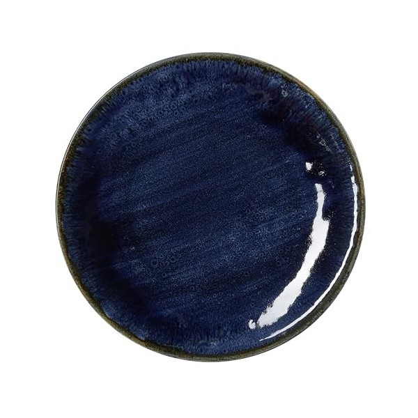 WAS Germany Assiettes plates 23 x 17 cm Lot de 6 assiettes plates en porcelaine océan foncé