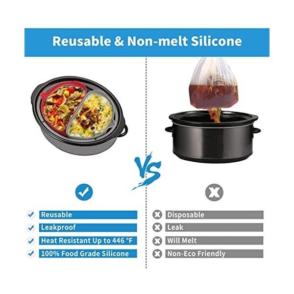 Séparateur en Silicone pour Mijoteuse, Réutilisable et étanche. Rouge 