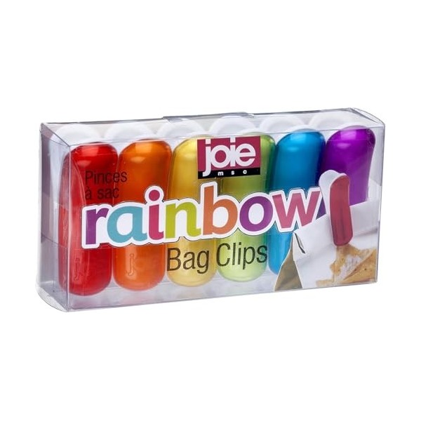 Joie 29340 Lot de 6 pinces à sac arc-en-ciel en plastique