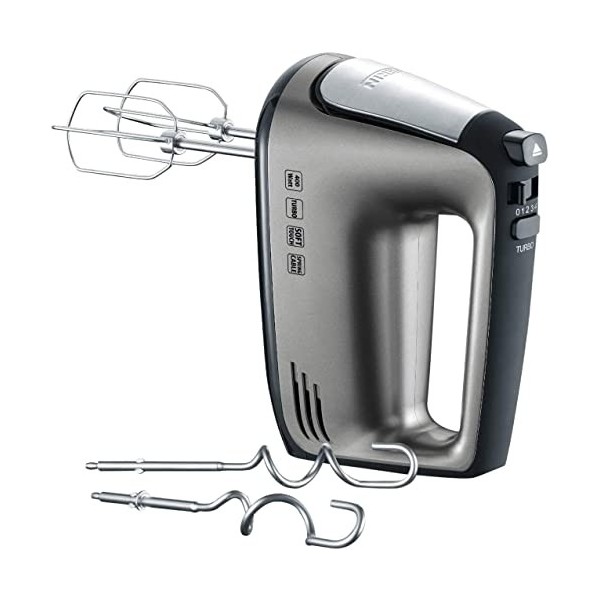 SEVERIN Batteur électrique 400 W, Fouet électrique avec 5 vitesses, fonction turbo et poignée Soft-Touch, Batteur mixeur livr