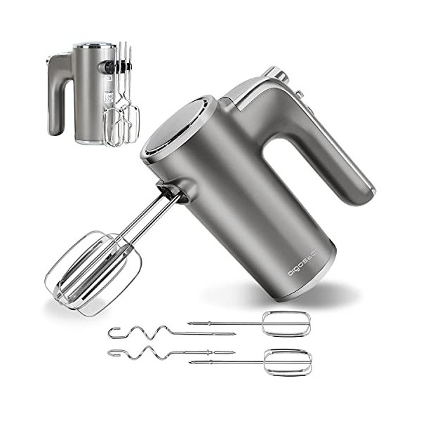 Aigostar Adela - Batteur Électrique, Batteur à Main Électrique Ultra Puissant de 400W. 5 Vitesses + Turbo, Bouton Déjection.