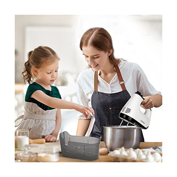 Aigostar Pudding - Batteur électrique cuisine, 6 Vitesses + Turbo, Batteur à main de 400W. Bouton déjection, 2 batteurs, 2 c