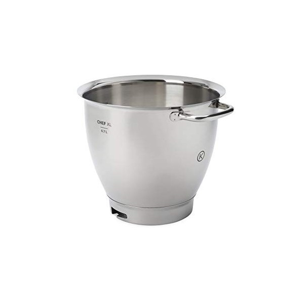 Kenwood KAT811SS bol à mélanger, bol en acier inoxydable de 6,7 litres bol en titane XL, accessoires de robot culinaire, Arge