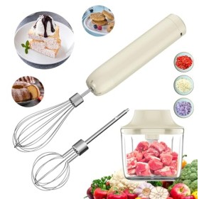 Batteur Électrique Cuisine, Batteur Électrique Sans Fil Rechargeable, Fouet Électrique et Mixeur Plongeant pour Hachage, Émin