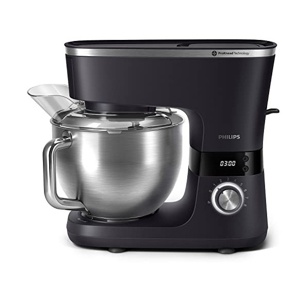 Philips Série 5000 Batteur Mixeur - Puissance 450 W, Fouets Coniques pour Pâte Aérée, 5 Vitesses + Turbo, Éjection Facile des