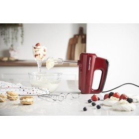 Russell Hobbs Batteur [Facile & puissant] Desire Rouge 5 vitesses+fonction turbo, 2 fouets et crochets pétrin compatibles la