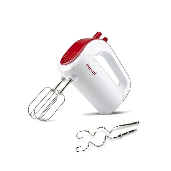 Girmi SB02 Mélangeur À Main Électrique, 5 La Rapidité + Turbo, Blanc/Rouge