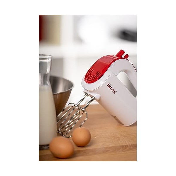 Girmi SB02 Mélangeur À Main Électrique, 5 La Rapidité + Turbo, Blanc/Rouge