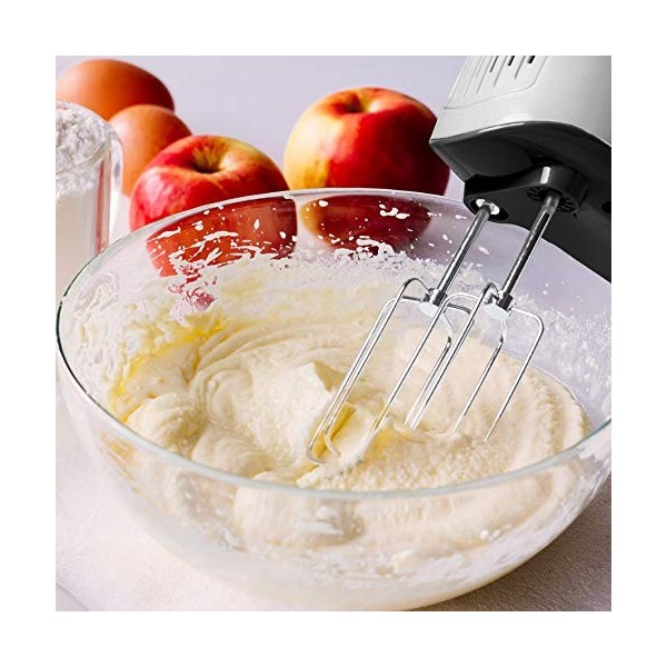 Duronic HM4 SR Batteur à main électrique 400W 5 vitesses avec fonction Turbo – Compartiment de rangement - 2 batteurs / 2 cro