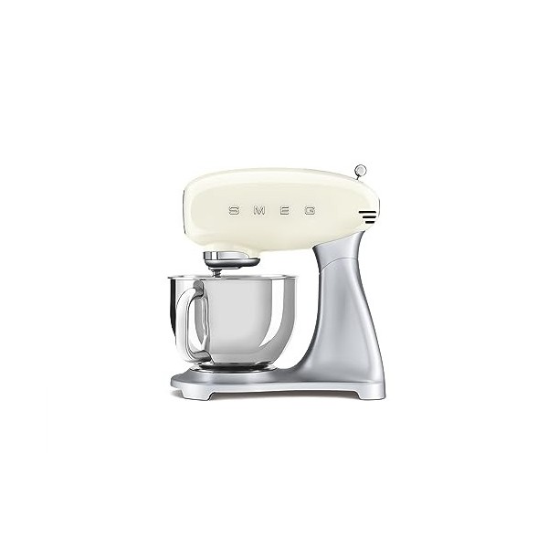 Smeg, Robot Pâtissier SMF02CREU, 10 Niveaux de Vitesse, Fonction Mise en Marche Progressive, Bol 4,8 L, Verrouillage Moteur d