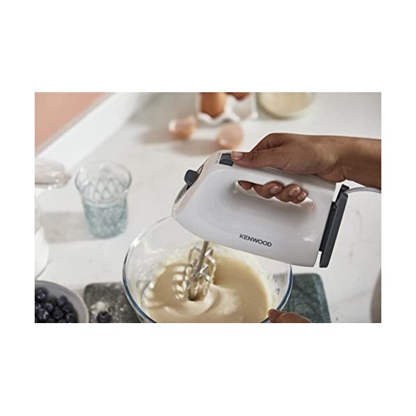 Kenwood QuickMix Lite HMP10.00WH Batteur à main avec déverrouillage SureEject et enrouleur de câble, double fouet, moteur 300
