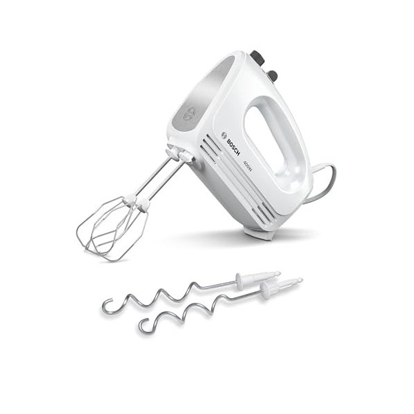Bosch Electroménager CleverMixx MFQ24200 – Batteur à main polyvalent avec fouets et crochets pétrisseurs – Puissance de 400 W