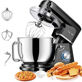 CHeflee Robot Pâtissier 1800W Robot Pétrin Professionnel 7.2 Litres Faible Bruit Robot de Cuisine Multifonction avec Fouet,Ba