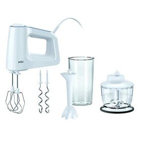 Braun HM3135 MultiMix 3, Batteur avec Fouet et Pétrin amovibles, 500 W, 5 vitesses réglables, Mini Hachoir 500 ml, Bol Gradué