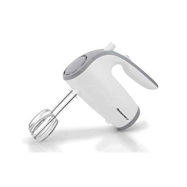 Elite Gourmet EHM-003X Batteur à main électrique, 5 vitesses, très puissant, blanc
