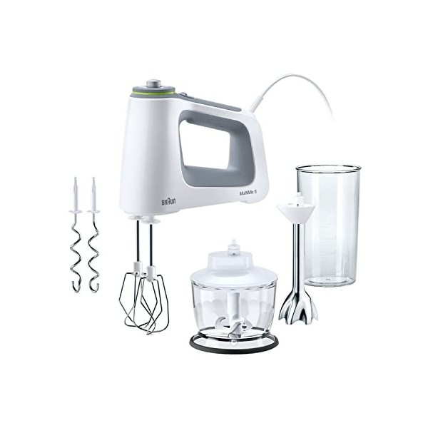 Braun HM5137WH Batteur avec Fouet/Pétrin amovibles Blanc/Gris 750 W