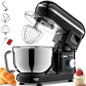 Robot Pâtissier Zuccie 1500W 5.5L Bol dAcier Inoxydable Professionnel Robot patissier,Écran LCD,Avec Crochet Pétrisseur,Batt
