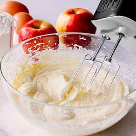 Duronic HM4 BK Batteur à main électrique 400W 5 vitesses avec fonction Turbo Compartiment de rangement 2 batteurs 2 crochets 