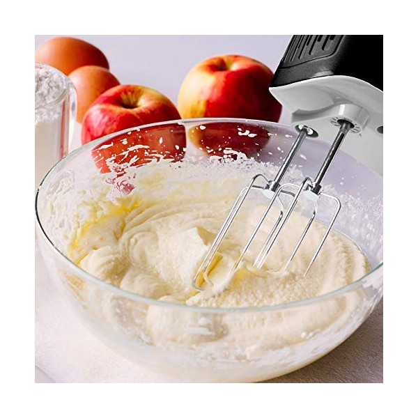 Duronic HM4 BK Batteur à main électrique 400W 5 vitesses avec fonction Turbo Compartiment de rangement 2 batteurs 2 crochets 