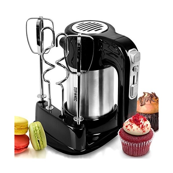 Duronic HM3 Batteur électrique de 300W avec socle de rangement 2 Batteurs et 2 Crochets à pétrir Idéal pour battre des œufs e