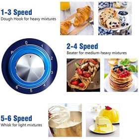 Robot Pâtissier Multifonctions 1500W, 6 Vitesses 5.5 L Batteur Electrique Cuisine Robot avec Fonction Pulse, Robot Mixeur Pât