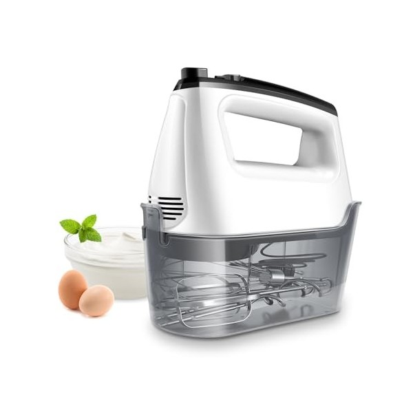 400W Batteur Électrique Cuisine avec Étui de Rangement, 6 Vitesses et Fonction Turbo, Batteur à Main Electrique avec 2 Batteu