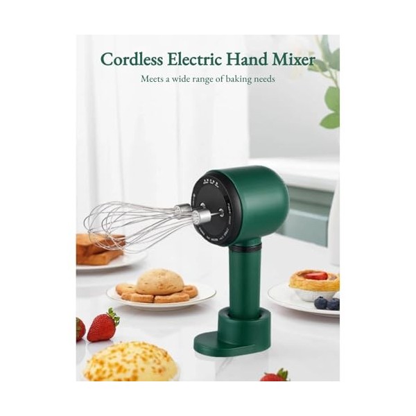 Mélangeur électrique à main sans fil, mélangeur électrique portable pour cuisine, fouet facilement les œufs, la crème, la pât