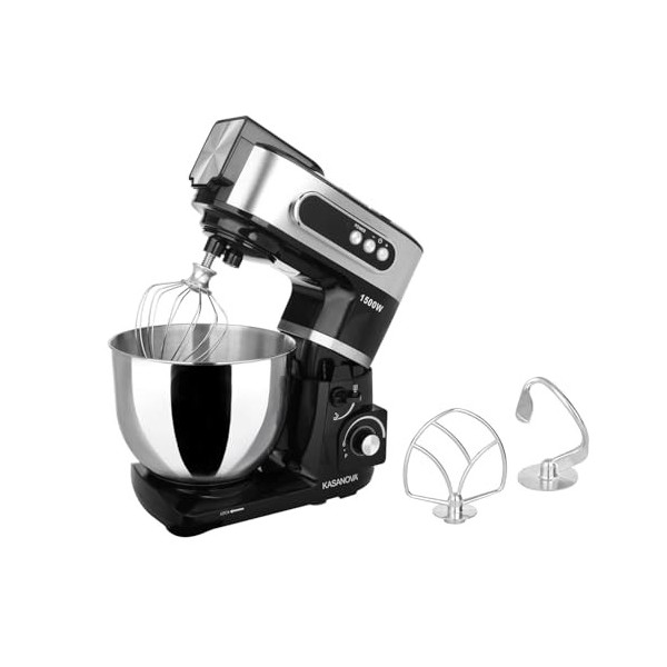 KASANOVA Robot Pâtissier Numérique 7 Litres 1500W, Robot Pâtissier Professionnel 6 Vitesses, avec Bol de 7L