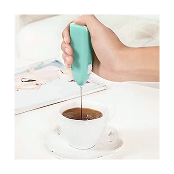 Batteur à main électrique sans fil, pratique, en plastique, métal, alimenté par piles, durable, portable pour hôtel bleu 