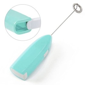 Batteur à main électrique sans fil, pratique, en plastique, métal, alimenté par piles, durable, portable pour hôtel bleu 