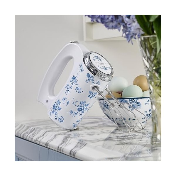 Laura Ashley Batteur Électrique Cuisine 300W avec Imprimé China Rose par VQ - Lave Vaisselle Sûr Batteurs à Main avec Batteur
