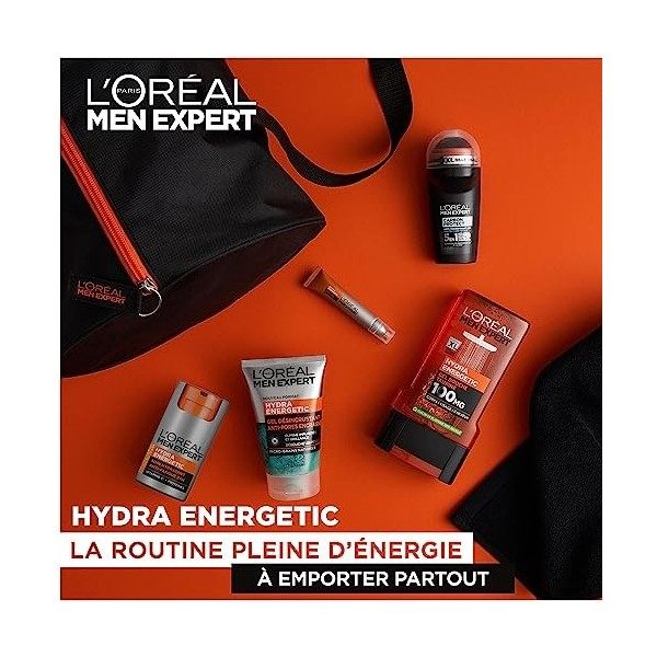 LOréal Men Expert - Sac Routine Énergétique pour Homme - Soins Visage & Yeux Anti-Fatigue - Vitamine C, Taurine & Charbon - 