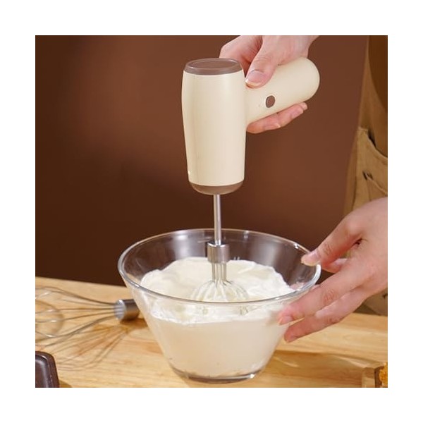 Mélangeur à main électrique, batteur à œufs électrique portatif, mélangeur de cuisson de crème sans fil Rechargeable à forte 