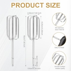 2pcs Accessoires pour Batteurs à Main, Acier Inoxydable Hand Mixer Attachments Pièces de Mélangeur Électrique pour Hamilton B