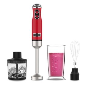 Cecotec Blender Power RetroRed 1200MAX Cream&Crush. Mixeur plongeant rétro dune puissance maximale de 1200 W, lame à 4 lames