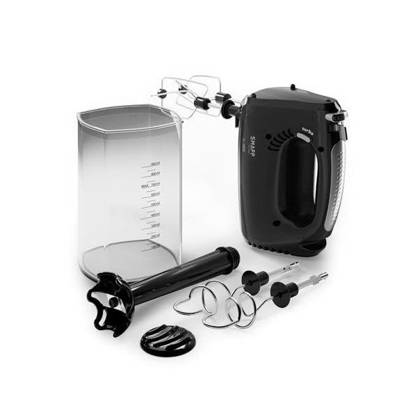 SMAPP 451.5 Batteur à main Blanc 580 W 5 vitesses + Turbo Boost + 2 fouets + 2 crochets pétrisseurs en acier inoxydable + pre